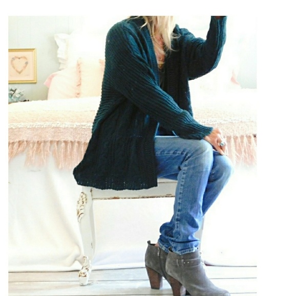 Hippie Rose Sweaters - NWT-HIPPIE ROSE GREEN CABLE KNIT CARDIGAN